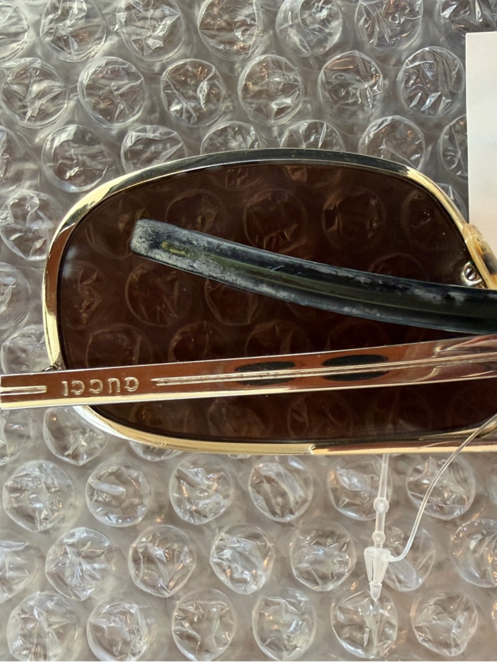 Gucci Gold Frame Brown Lens Men’s Sunglasses - Picture 4 of 5